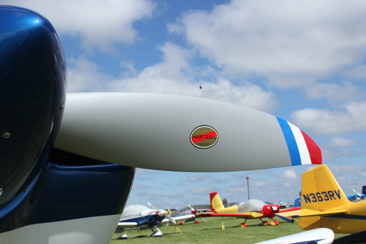 Close up view of Hartzell Propeller sticker at AirVenture Oshkosh