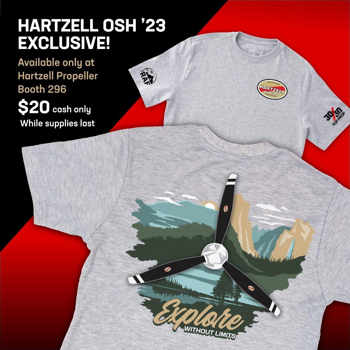 Flight Gear Merch Store - Hartzell OSH '23 Exclusive! Available only at Hartzell Propeller Booth 296 $20 cash only while supplies last
