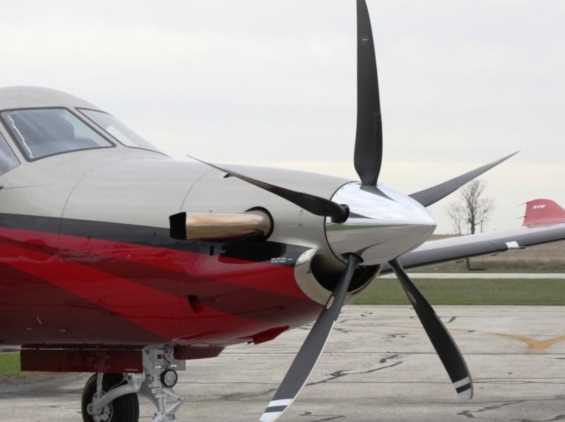 Pilatus PC-12 Aircraft with a 5-blade Hartzell Propeller