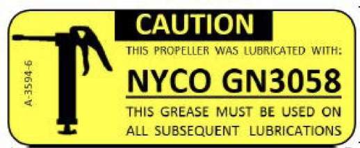 Hartzell Propeller Grease Type Label